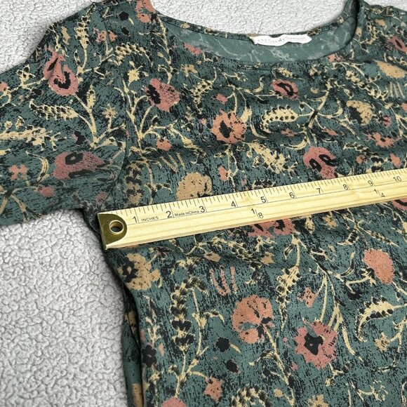 Peruvian Connection Dress Womens S Green Floral Long Sleeve Pima Cotton Modal - Picture 7 of 15